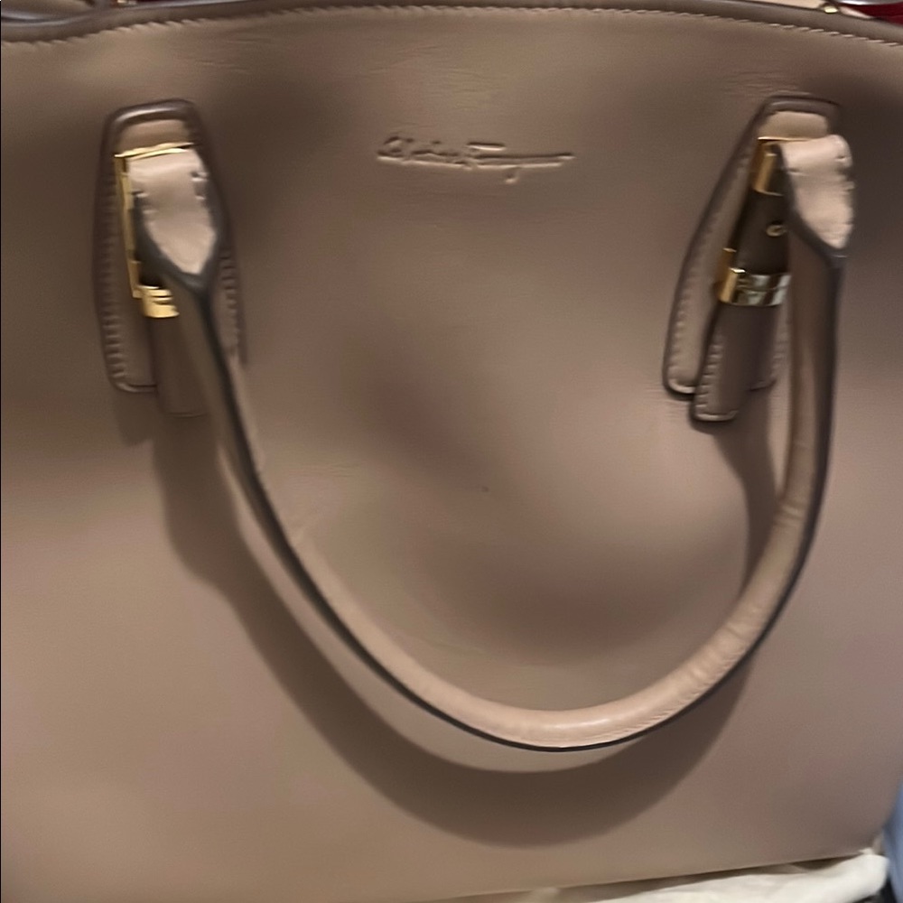Salvatore Ferragamo Tan Leather Tote Bag